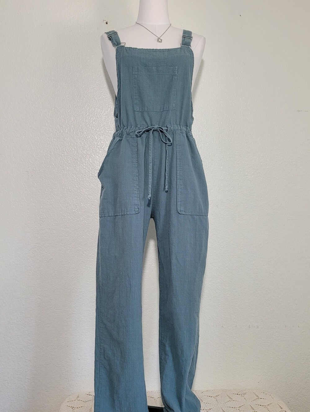 Classic Collection Women’s Teal Blue Cotton Blend Jumpsuit Overalls Size Small